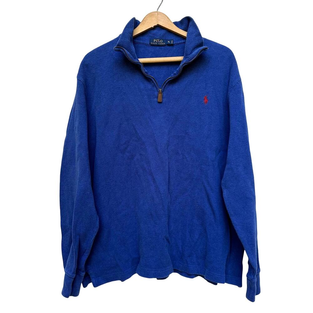 Polo Ralph Lauren Men’s XL Blue Quarter Zip Pullover 100% Cotton
